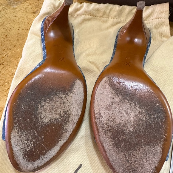 Louis Vuitton Blue Monogram Denim & Leather Bow Open toe sandals size 37 - Picture 4 of 5